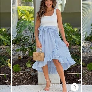 Blue and White Striped Dress